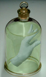 Mary's hand in a bell jar